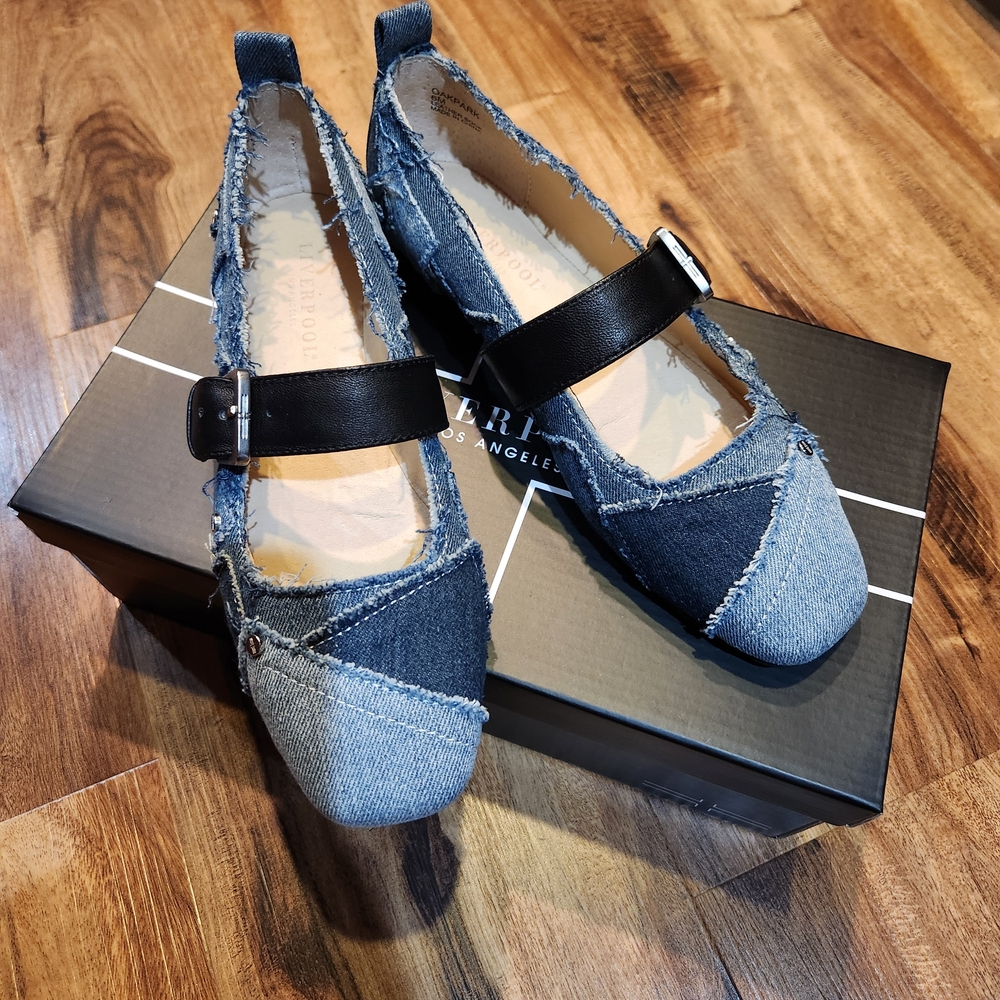 Liverpool Oakpark Denim Flats with Black Strap